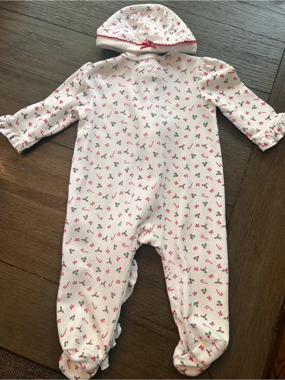 Little Me Christmas Footed Sleeper & Hat Set 6M